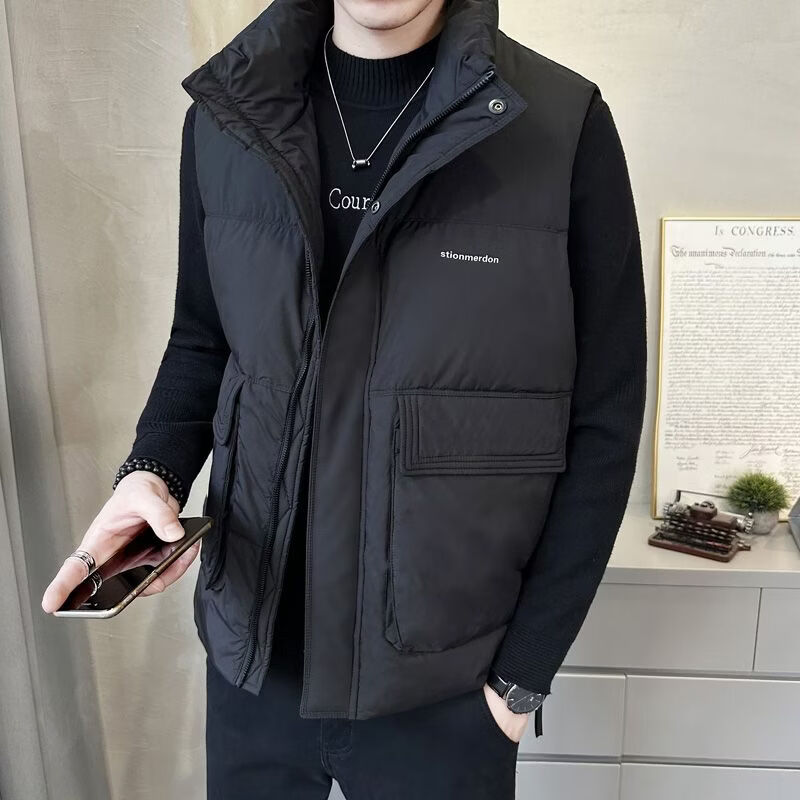 波司登冰洁2025冬季款轻薄轻便羽绒马夹男潮流羽绒服保暖外套马甲 黑色 M体重95至115