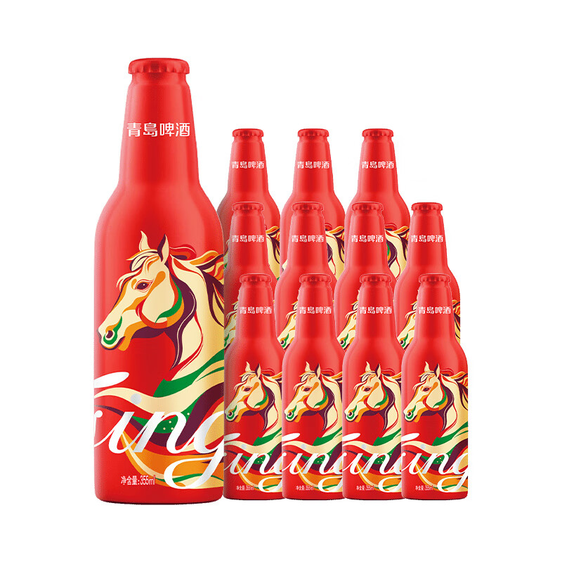 青岛啤酒（TsingTao） 鸿运当头喜庆年货佳节马年啤酒送礼盒装生肖版官方正品 355mL 12瓶
