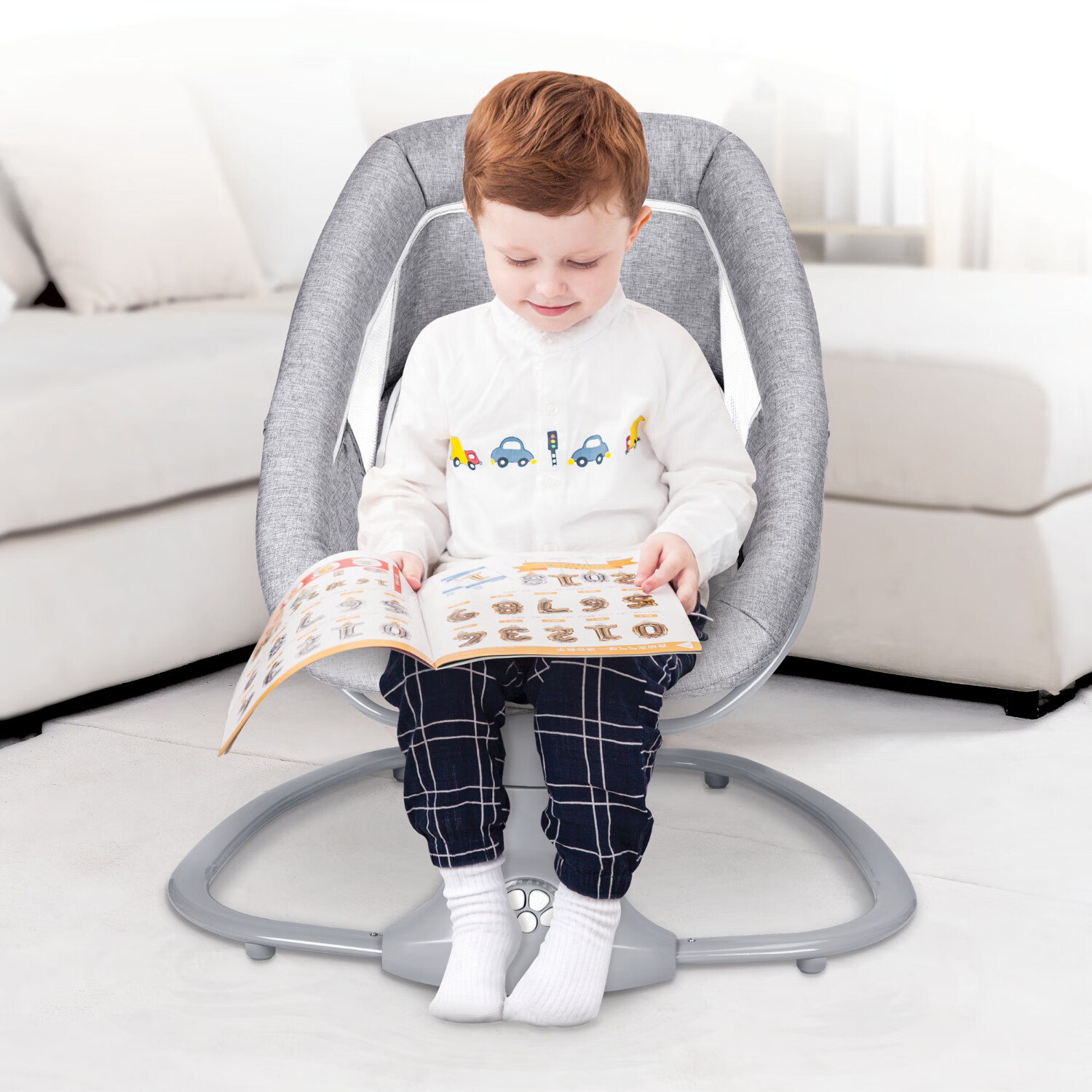 MASTELA哄娃神器新生儿婴儿电动摇摇椅婴幼儿安抚摇篮椅宝宝摇椅可躺可坐 三合一摇椅 摩卡灰（无餐盘）