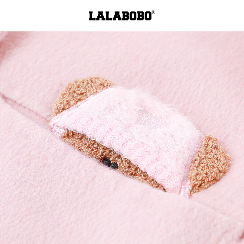 LALABOBO【商场同款】中长款呢子大衣25年秋新原创高级巨好看经典女装外套 粉色 S