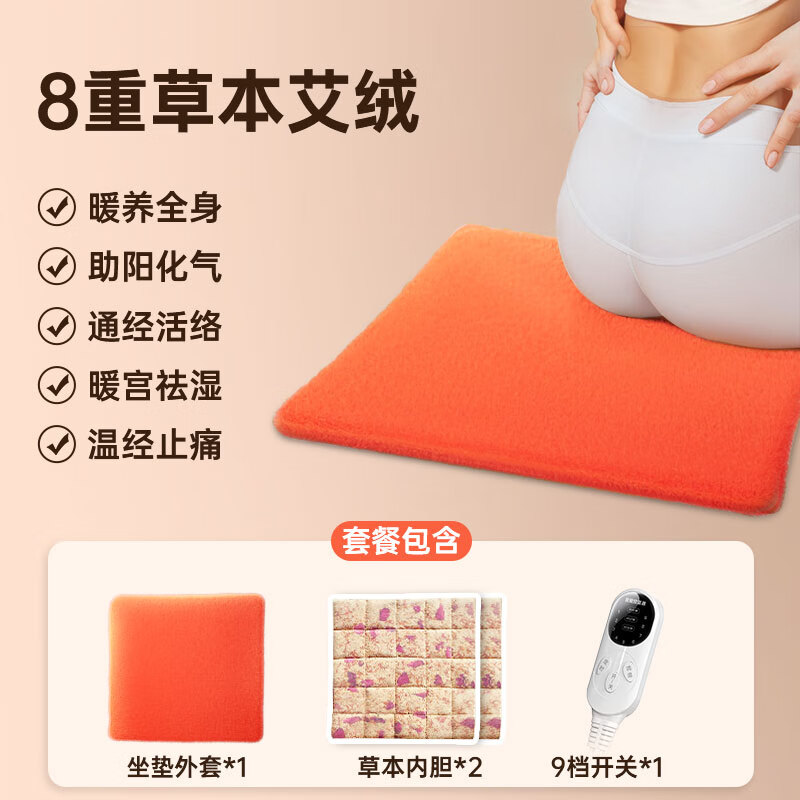 雅鹿艾灸坐垫电加热陈艾绒艾蒿艾草热敷包毯发热办公室臀部屁股座垫子 【麂皮绒花边款】温煦不上火丨暖宫祛湿养全身