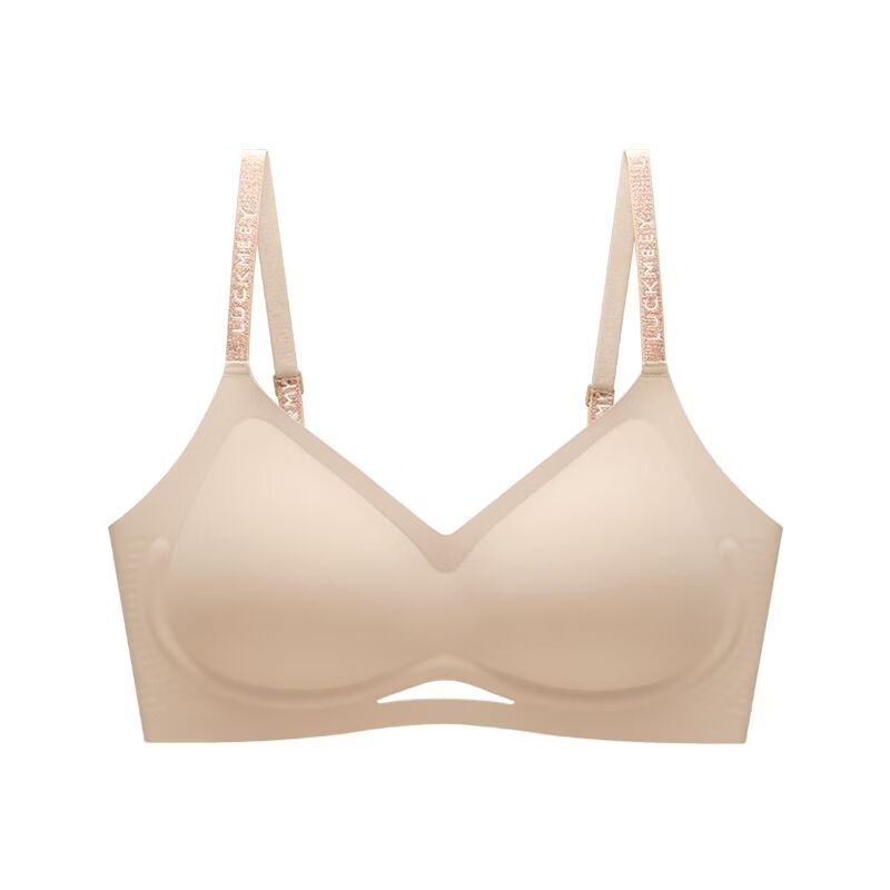 幸棉（LUCKMEEY）【梁潔】幸棉內(nèi)衣軟支撐字母鏤空透氣肩帶果凍條文胸隱形無痕 麥膚色(白衣搭檔) S (70ABC)