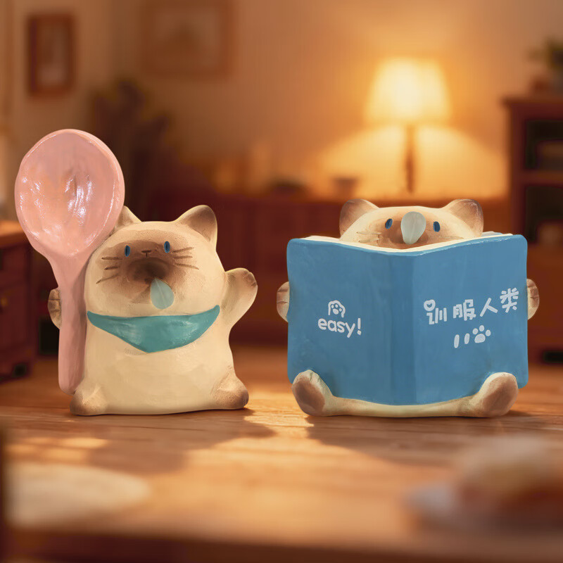 兰比嘟可爱猫猫盲盒摆件创意解压治愈办公室桌面萌宠公仔装饰手办送女生 猫猫PAI小陪伴日常盲盒【端盒6个】