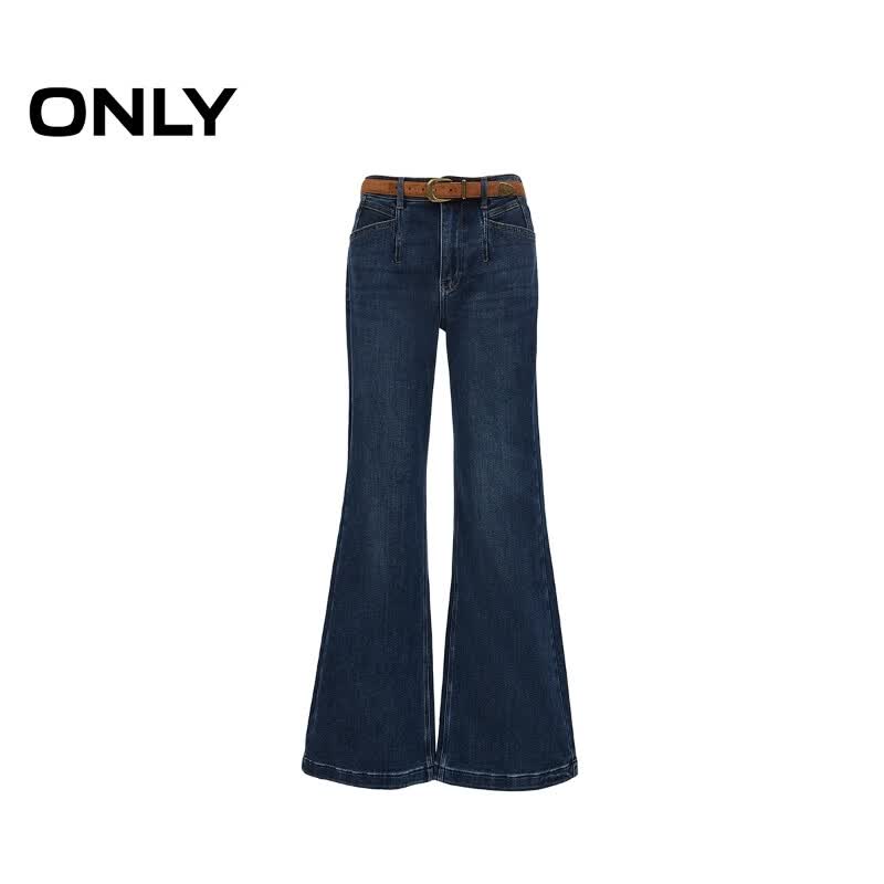 ONLY2026春季新款复古磨白水洗高腰喇叭裤牛仔裤女|126132138 J0B蓝灰牛仔 S S裤长减短