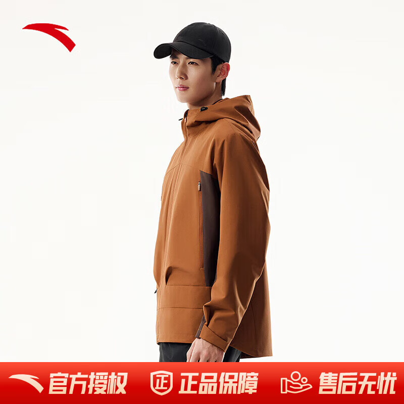 安踏（ANTA）防泼水软壳衣丨三防弹力拒水外套25年冬季男防风户外夹克风衣 姜糖咖/深巧咖-2 S (男165)