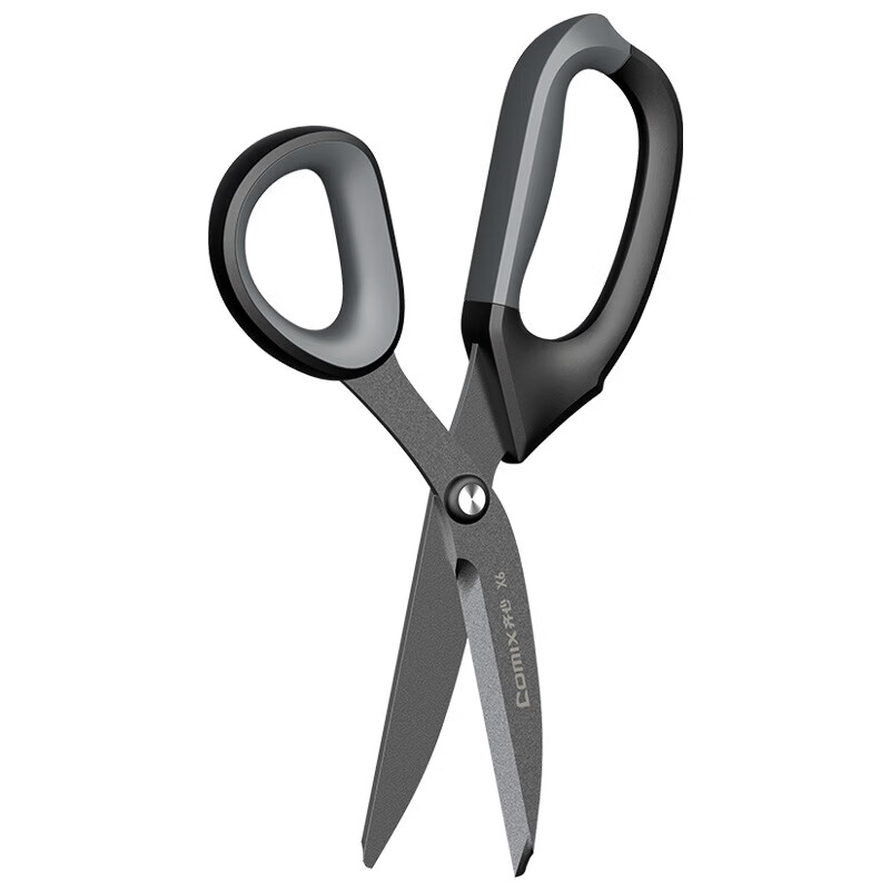 齐心【现货直发】 X6 特氟龙巧力剪刀  办公生活工具剪刀防锈 黑色 180mm