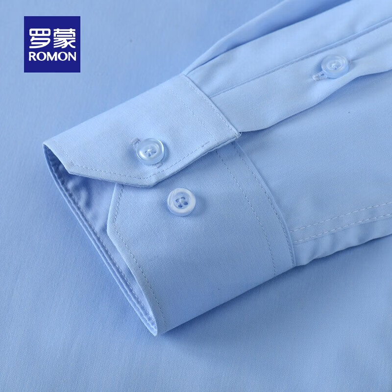 罗蒙保暖衬衫男2025秋季新款中青年商务休闲加绒加厚长袖男士衬衣 蓝色 42