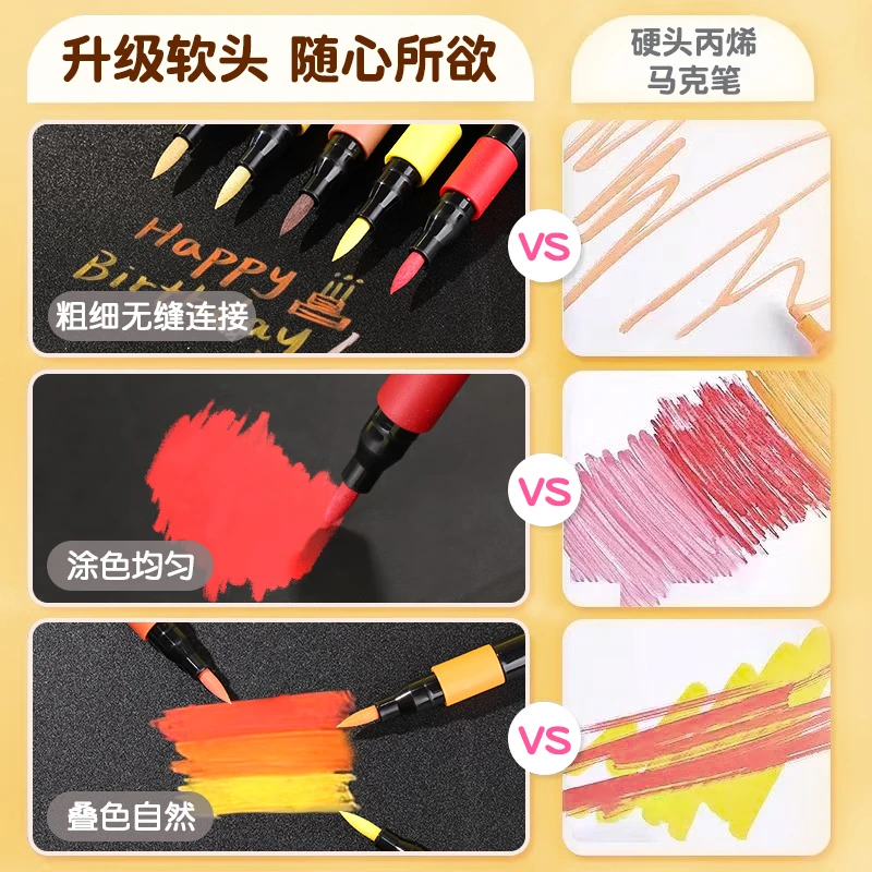 真彩(TRUECOLOR)彩色闪光马克笔儿童炫彩啫喱笔小学生用软头画画划重点记号笔荧光笔手账标记闪粉笔水彩流沙笔 80色【丙烯马克笔】大容量软头