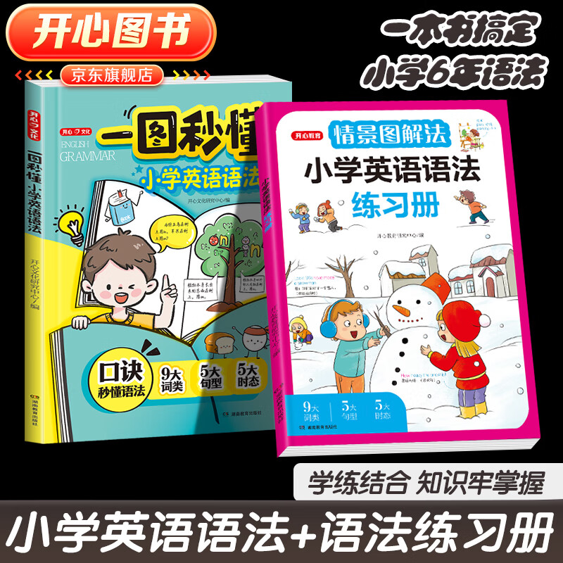 开心【一图秒懂小学英语语法】语法抢先提前学漫画一本通新概念英语公式法趣味口诀速记练习专项训练每日一练知识点汇总大全书人教版 【2本】秒懂语法+语法练习册