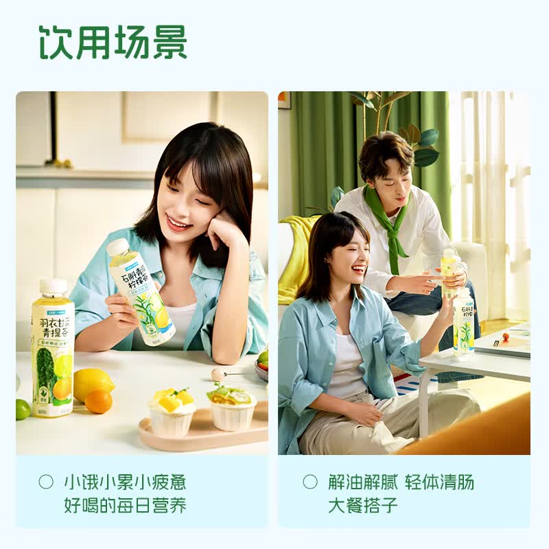 二次方石斛青瓜柠檬茶 蔬果茶 0脂0防腐剂 果蔬汁饮料补充VC 500ml*30瓶