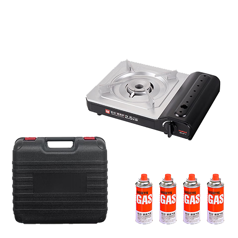岩谷（Iwatani）卡式炉便携户外炉具露营防风家用大火力瓦斯炉卡磁炉燃气炉子套装 ZB-LP-1+4气+收纳箱