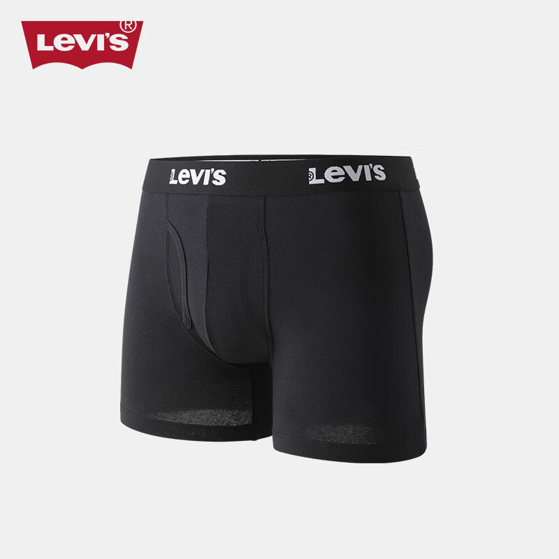 李维斯（Levi's）男士内裤平角高端中腰四角短裤加长运动休闲款透气防摩擦棉质4条 黑色 4条 S 170/76A