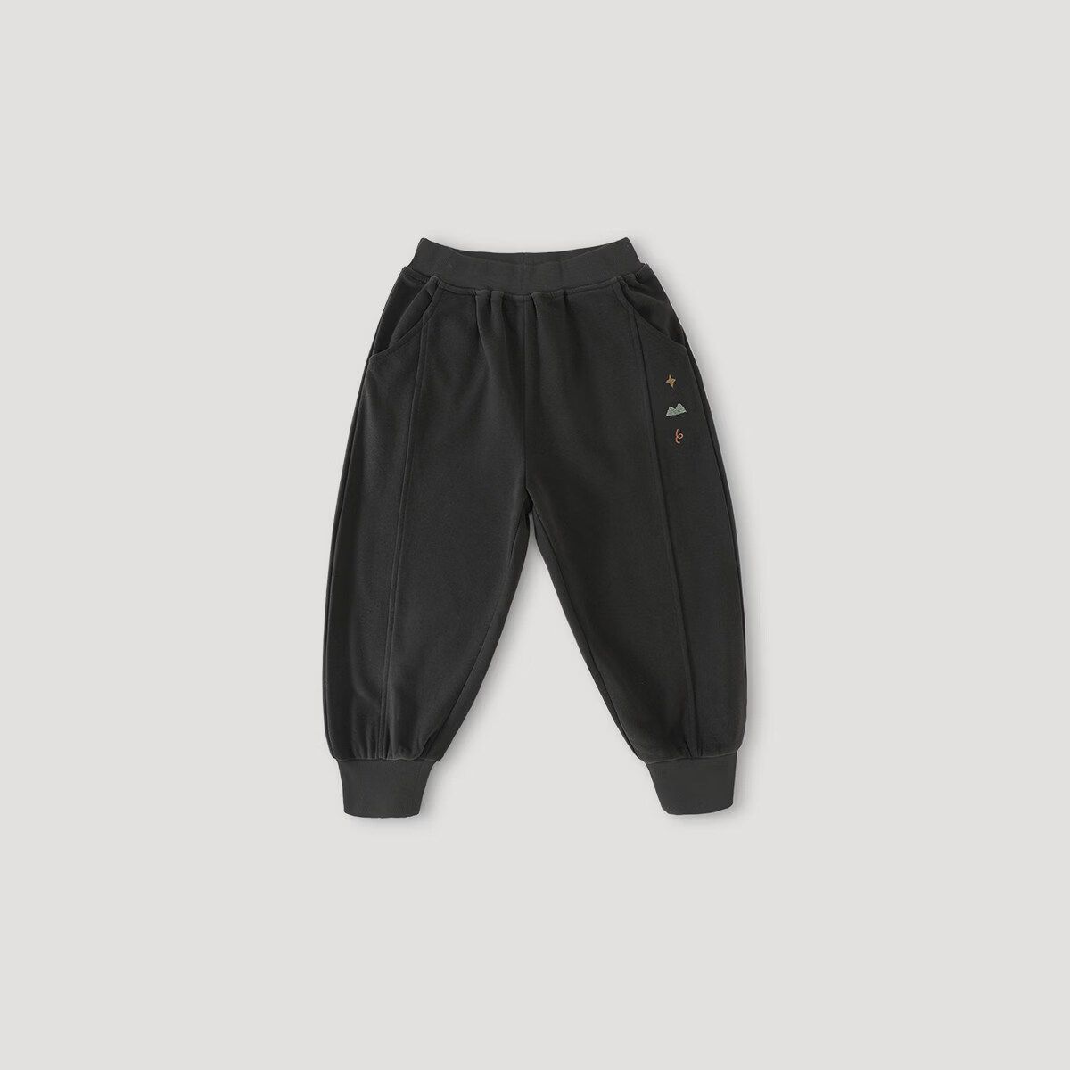 巴厘小猪儿童裤子男童秋冬季加绒加厚保暖裤运动裤春秋宝宝卫裤女童休闲裤 石墨灰(春秋款) 100