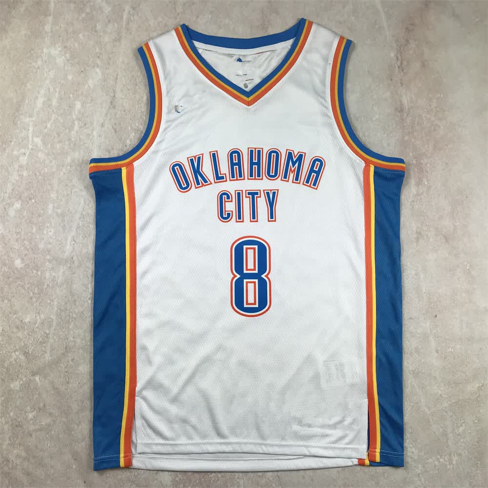 热压版篮球服雷霆队8号杰伦-威廉姆斯(JalenWilliams复古球衣 雷霆8白色 S