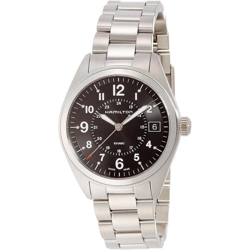 漢米爾頓（Hamilton）男士腕表計(jì)時(shí)夜光日期金屬防水鋼帶黑盤商務(wù)運(yùn)動(dòng)手表 initial
