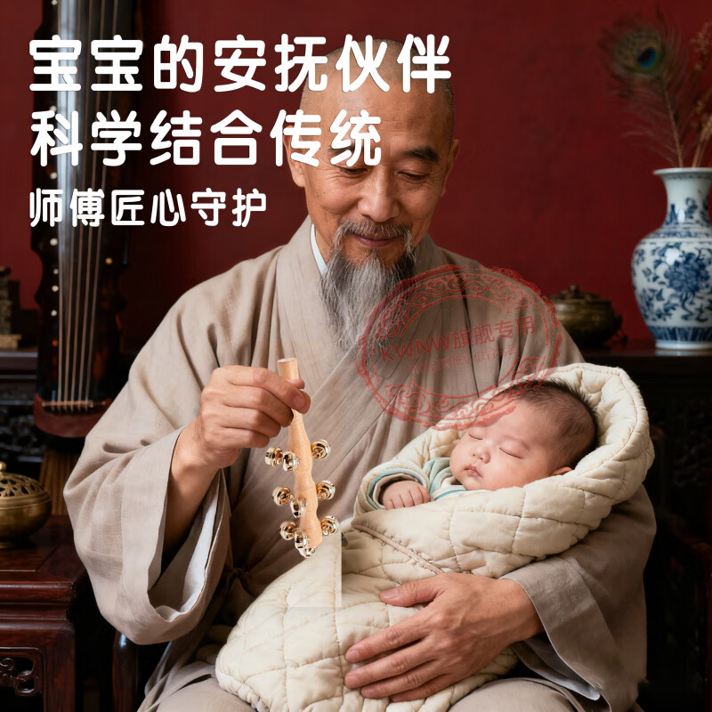 梦若羽（MRYU）黄铜铃棒老式手工木质黄铜棒铃铛哗啦棒牛皮羊皮拨浪鼓婴儿 13铃哗啦棒一支装