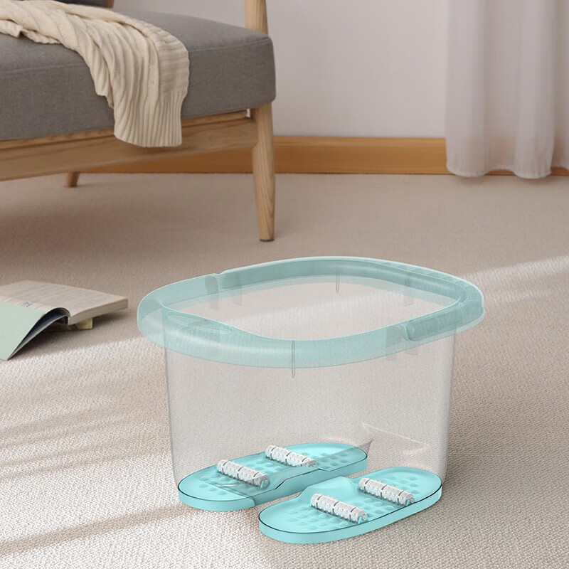 家杰优品泡脚桶按摩泡脚盆足浴桶足浴盆浴室用品加厚带提手带滚轮水桶1个 加厚带提手带滚轮泡脚桶1个