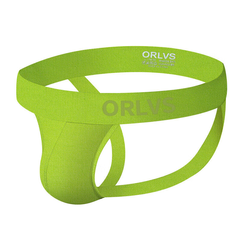 ORLVS男士内裤男丁字裤莫代尔性感低腰双丁裤提臀后空免脱T裤肌肉 绿色/Green L XX