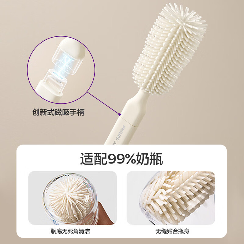 新安怡飞利浦便携奶瓶刷新生婴儿水杯清洗工具套装专用硅胶刷子奶嘴刷 【豪华款5合1】磁吸手柄+杯口刷+缝隙刷一套搞定