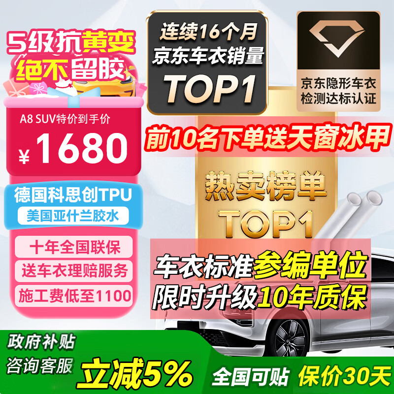 ATX隐形车衣全车身贴膜隐身车衣膜TPU材质汽车漆面保护膜透明全车膜特斯拉su7问界车衣	