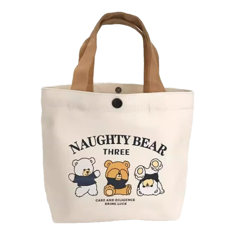 hellokitty卡通帆布包时尚包女手提袋可爱通勤百搭单肩上课大容量 三只小熊27*22cm 27.5*25cm