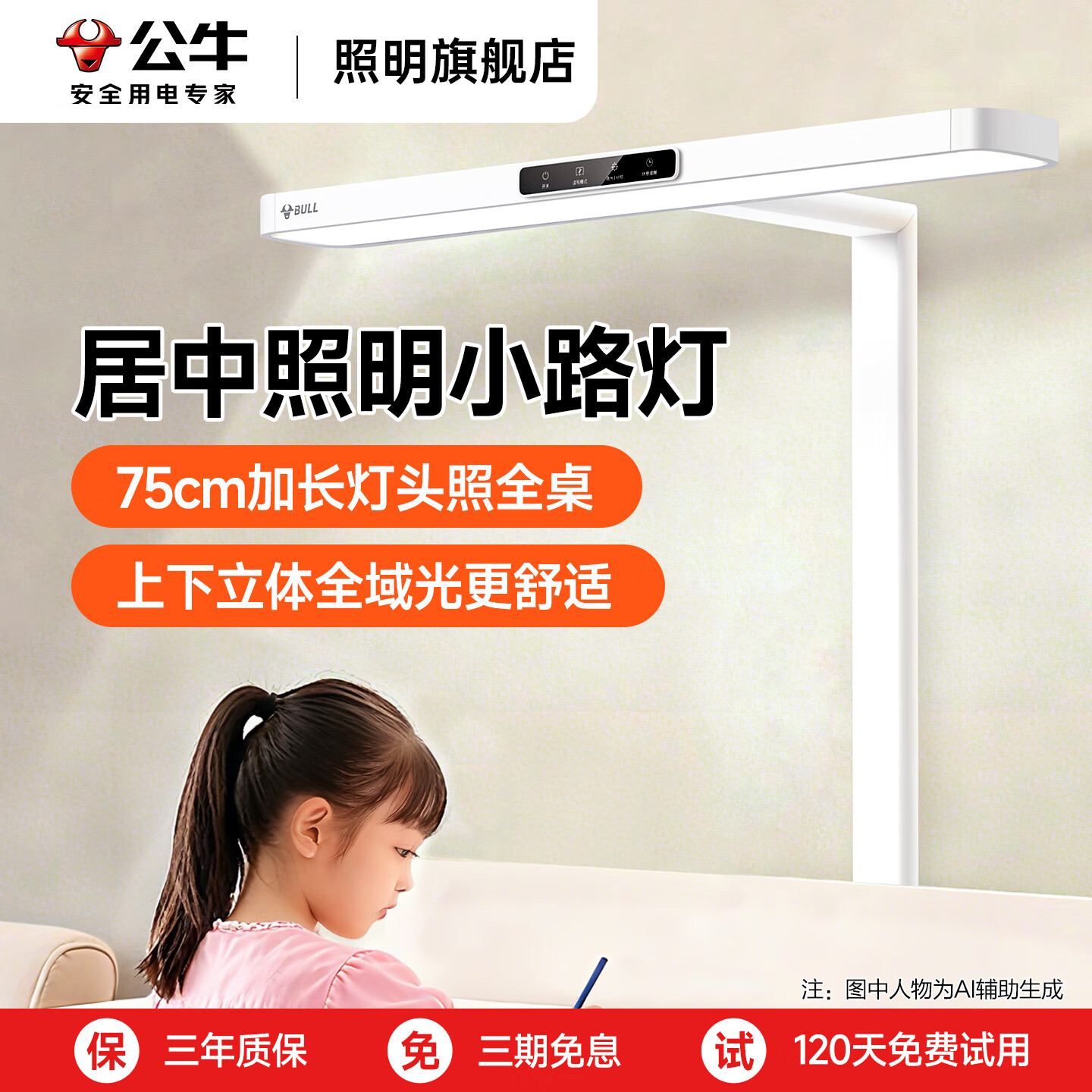 公牛全光谱LED护眼学习小路灯 上下双光源 儿童作业学生书桌阅读灯 .全光谱小路灯落地款Pro.