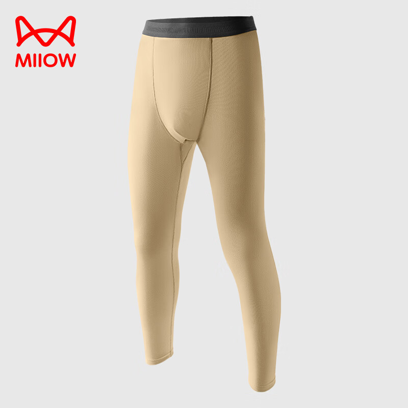 猫人(MiiOW)秋裤男士无痕发热衬裤男款修身免穿内裤毛线裤保暖裤秋冬季 黑色 XL 【适合130-155斤】