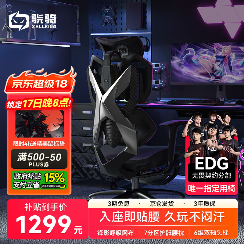 骁骑X5S电竞椅子人体工学椅国家补贴家用办公老板电脑椅卧室游戏椅