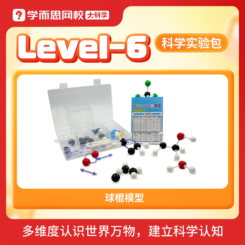 学而思大科学实验教具包 1-6年级专属难度diy提升专注力动手能力发明创造STEAM玩具建立科学认知益智-KXWX 球棍模型