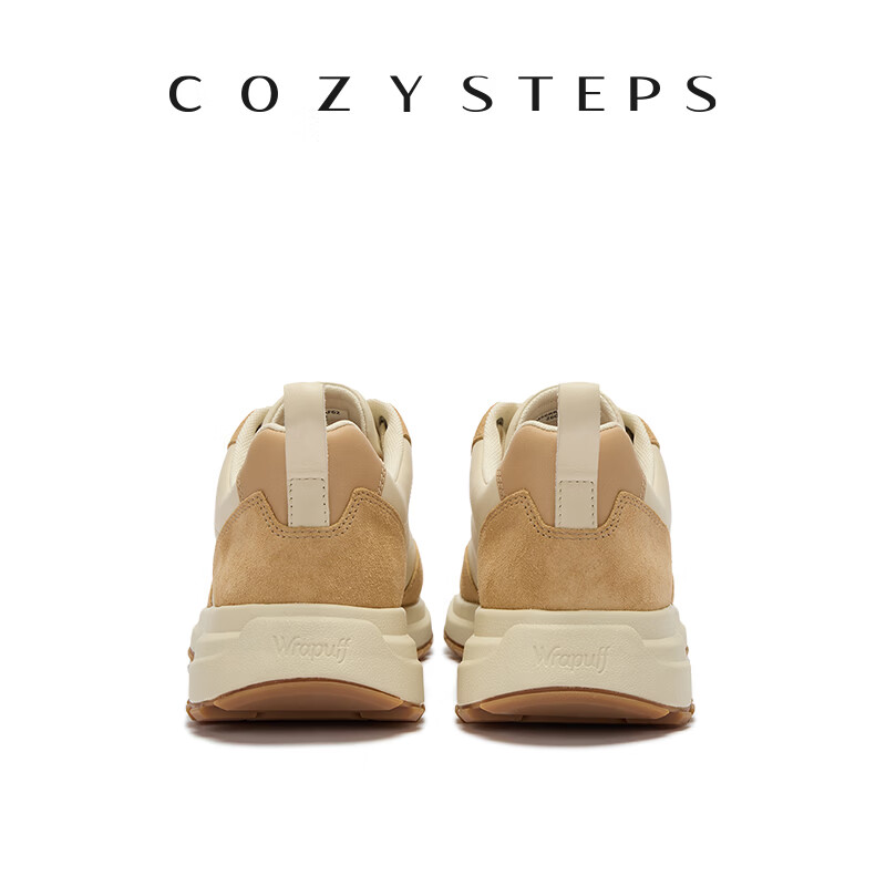 COZY STEPS可至男士26春季新款春节系列复古跑鞋撞色细带透气牛皮休闲鞋 姜根色 43