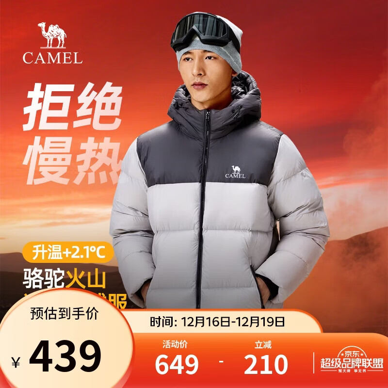 骆驼火山羽绒服1.0男士鸭绒加厚防寒面包服潮款冬季外套M13CR07089H