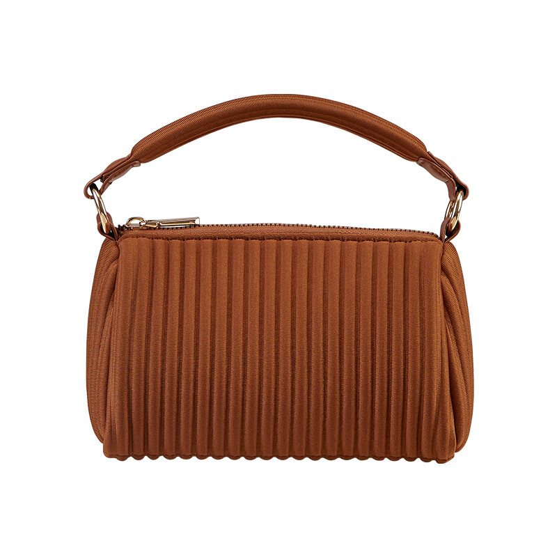 ONIMALS波士顿包女式2025新款款枕头包斜挎保龄球包手提小包 焦糖色