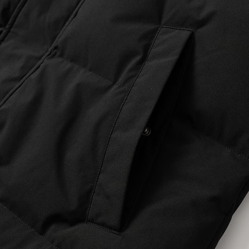 雪中飞秋冬新款时尚休闲舒适廓形男士“H”版型印花立领连帽羽绒服男 黑色|8056 L /175/96A