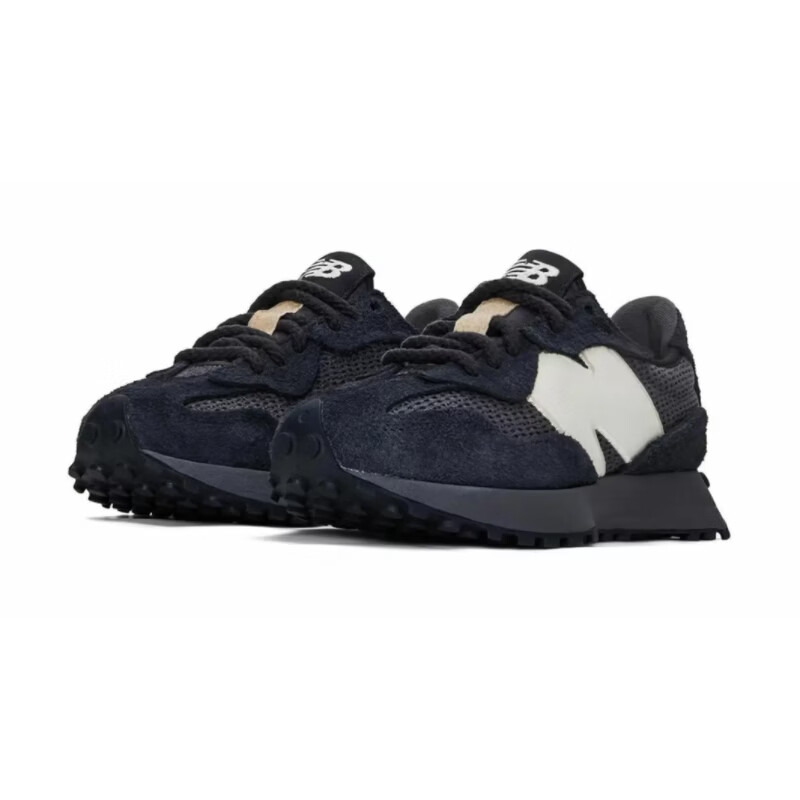 新百伦男女款 327系列复古休闲运动跑步鞋 黑色｜灰色 45