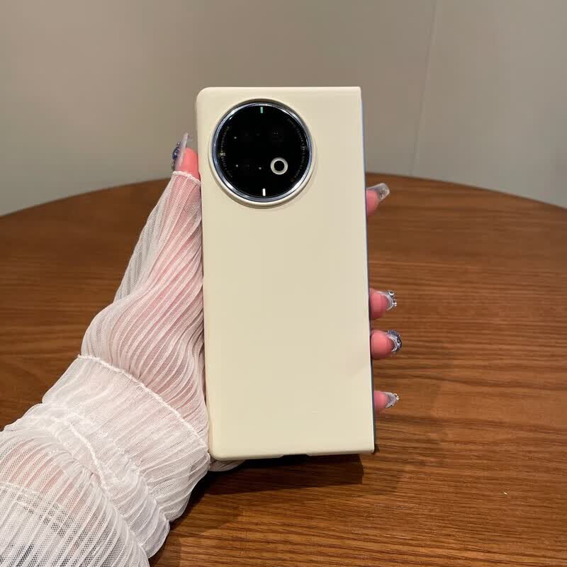迪特貅适用vivoxfold2手机壳新款折叠屏vivo x fold2女款xfold全包防摔简约纯色磨砂肤感折叠屏保护套超 米白色 vivo X Fold2