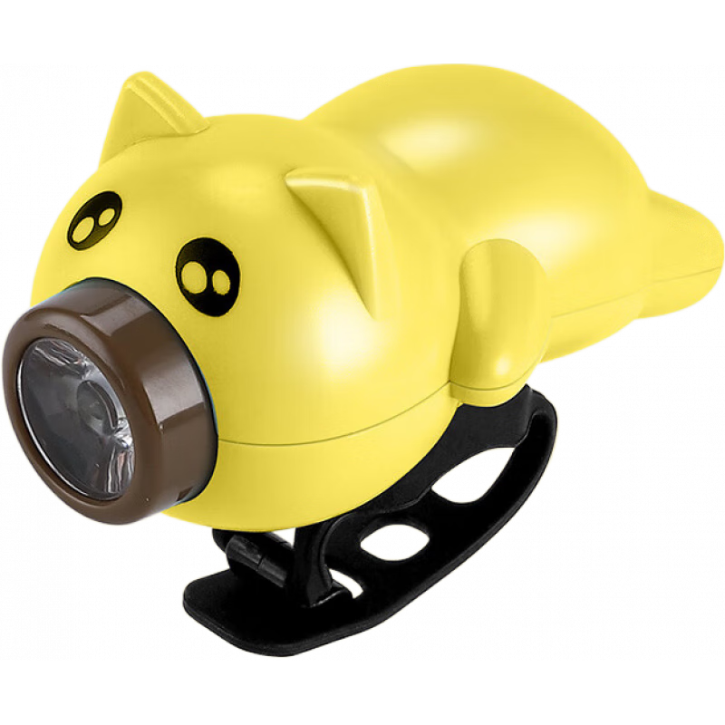 西騎者(WestBiking)兒童小豬自行車前燈夜騎平衡車山地車燈充電鈴鐺電喇叭裝備 飛豬燈【黃色+咖啡嘴】+線控喇叭+送瓢蟲燈