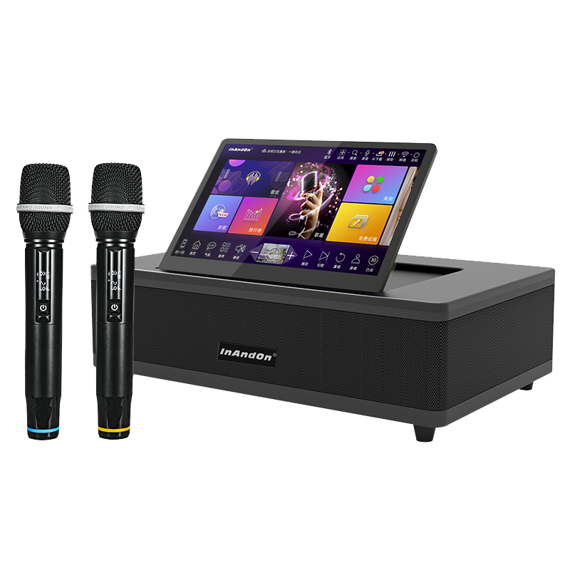 InAndOn音王点歌机家庭KTV音响套装M6  家用卡拉OK一体唱歌机 客厅触摸屏k歌设备 高清视频智能语音点歌台 点歌音响一体机+麦克风【黑色】