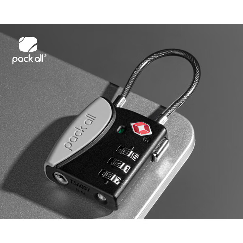 pack alltsa密碼鎖行李箱出國旅行防盜鎖海關(guān)托運(yùn)通關(guān)鋼絲繩掛鎖 TSA鋼絲鎖-灰色