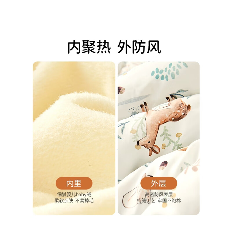 欧孕婴儿棉服宝宝秋冬衣服保暖外出服加厚连体衣夹棉冬装哈衣爬服 萌小鹿 80cm (推荐身高65-75)