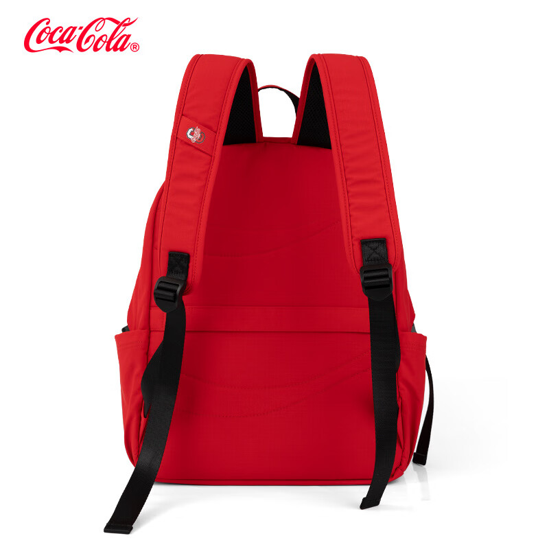 可口可乐(Coca-Cola)双肩包男大容量学生书包女休闲16英寸电脑包旅行出差通勤轻便背包 可乐红-可放15.6寸电脑