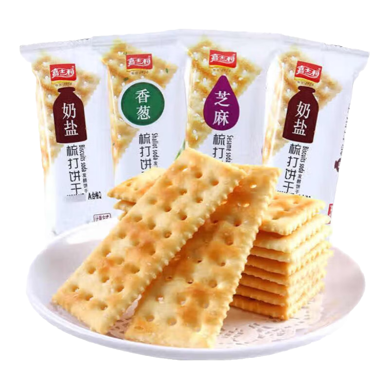 嘉士利梳打蘇打餅干咸味薄脆早餐香蔥奶鹽芝麻味休閑零食蘇打餅干零食 芝麻味梳打餅干 500g*1袋 （約21包）