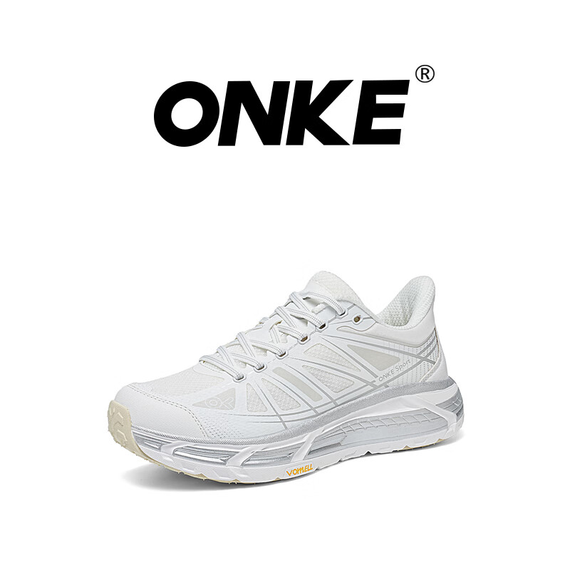 ONKE跑步鞋女春季新款轻便透气防滑减震男女鞋厚底增高耐磨运动跑步鞋 卡拉拉白 38
