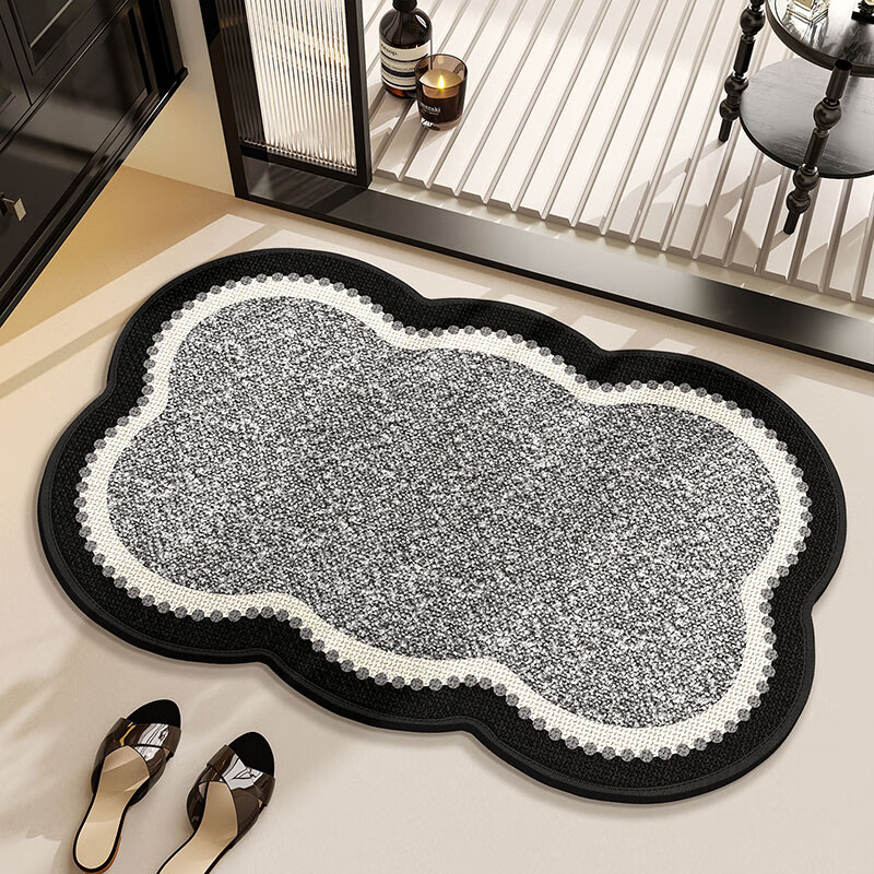 斯蒂曼妮 CITY·MANNI花朵型浴室吸水防滑地垫家用卫生间轻奢编织亚麻速干抑菌脚垫加厚 星绗花朵型丨5D编织 40x60cm【抑菌防滑】吸水速干