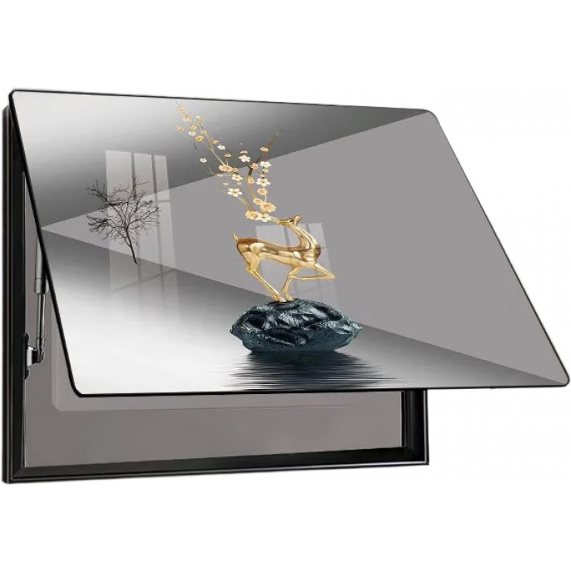 禾畫2025新款電表箱裝飾畫電閘箱遮擋空開箱子高檔免打孔液壓上翻蓋款 款式18（特價款）99%選擇 55*40【遮擋45*30】