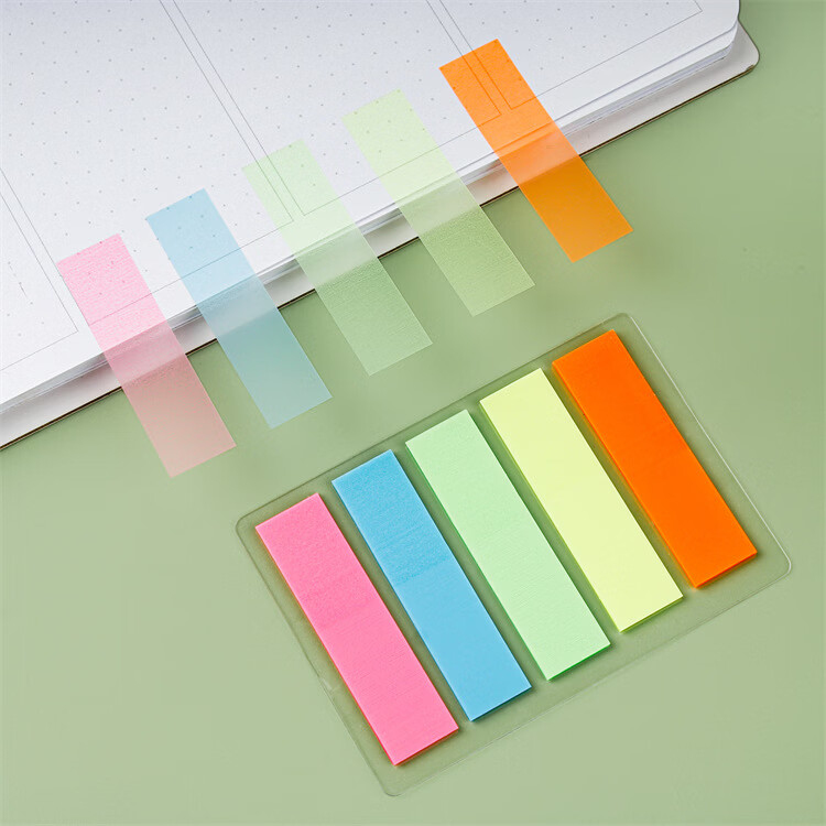 【优选直发】现货透明便利贴透视贴白色pet创意ins记事贴学生笔记便签贴 荧光平头