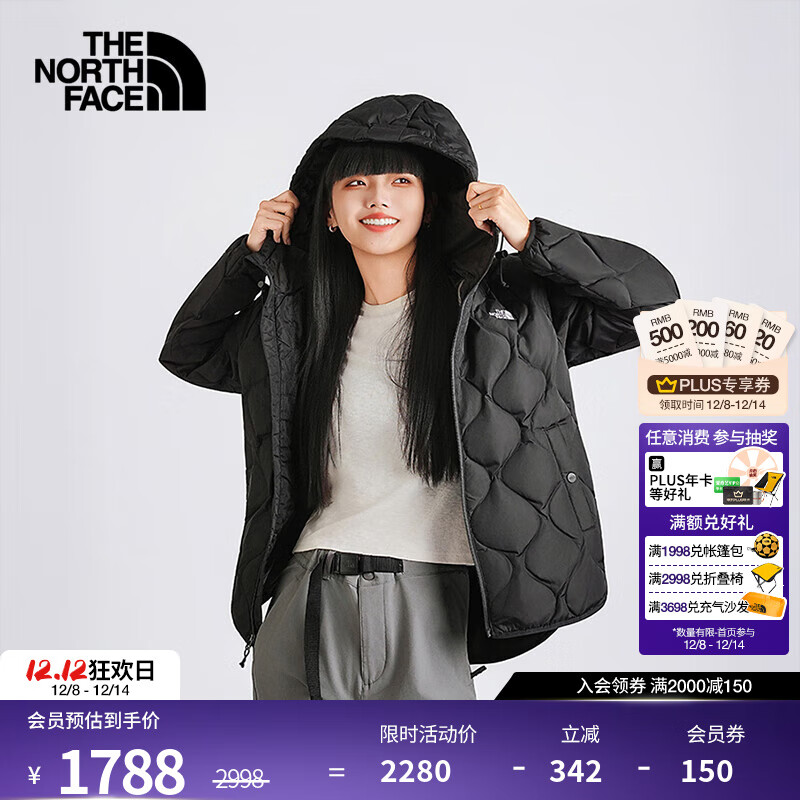 北面（The North Face）【秋冬通勤穿搭】羽绒服女550蓬鹅绒防泼溅户外保暖25新品|8GKK JK3/宇宙黑 M /160