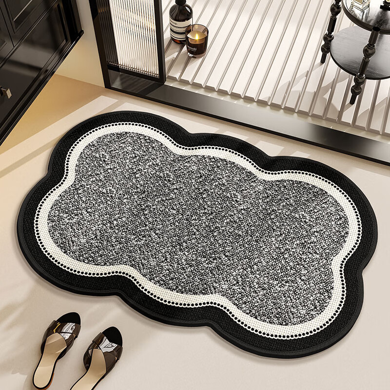 斯蒂曼妮 CITY·MANNI花朵型浴室吸水防滑地垫家用卫生间轻奢编织亚麻速干抑菌脚垫加厚 星绗花朵型丨5D编织 40x60cm【抑菌防滑】吸水速干