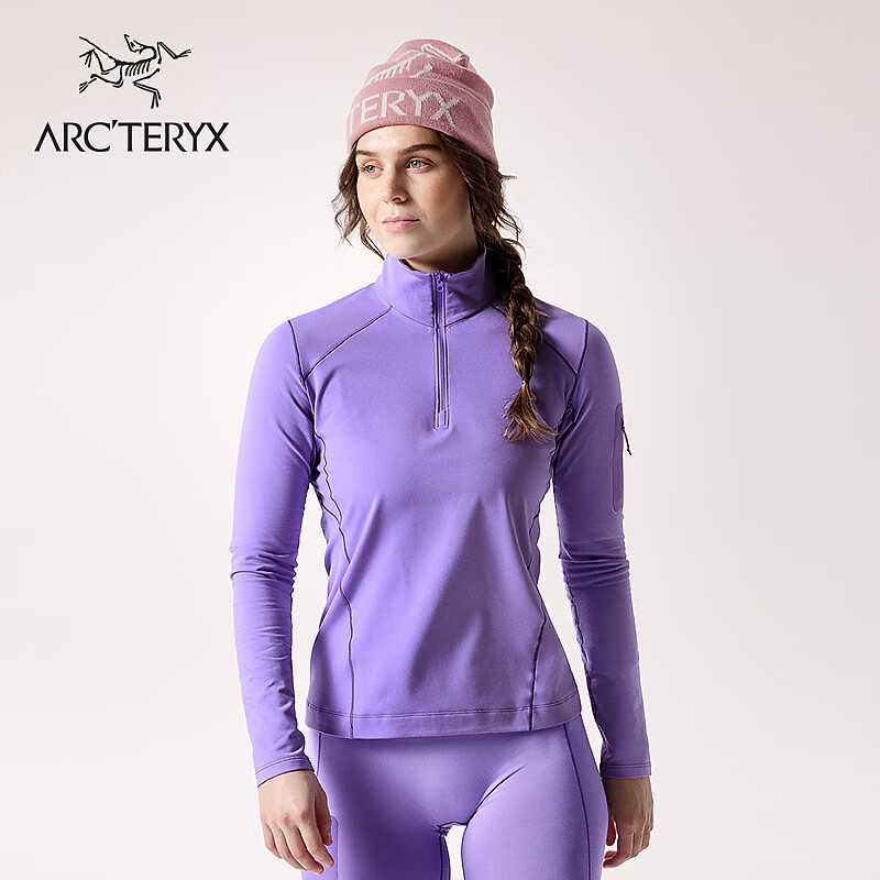 ARC'TERYX始祖鸟 RHO ZIP NECK 女子 内层长袖上装 ASTER / LT IOLA/山菀紫/浅银幻紫 L