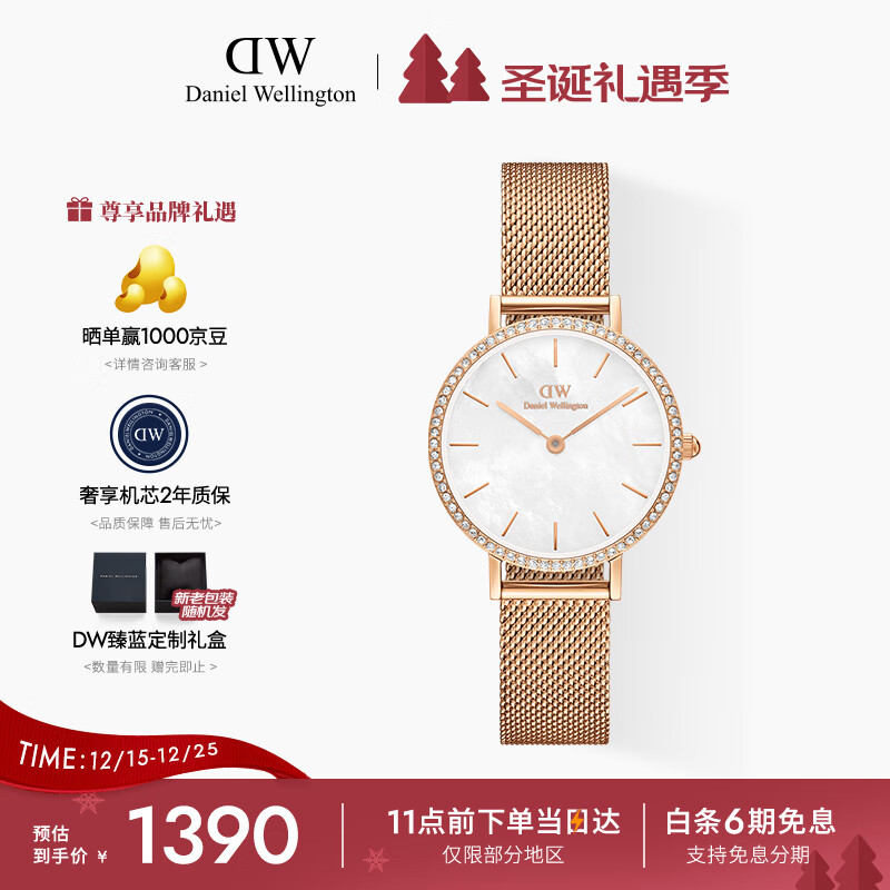丹尼尔惠灵顿（DanielWellington）DW手表女星环冰川白流金表简约女士手表节日礼物送女友DW00100673