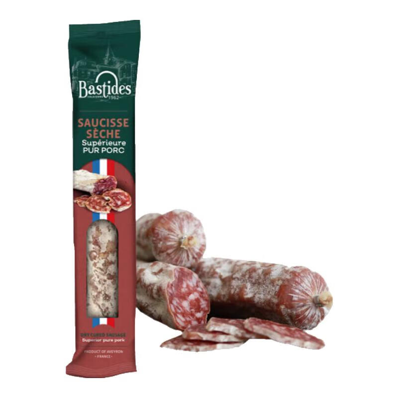 百思达（Bastides）法国原装进口风干萨拉米香肠 原味腊肠烤肠法式香肠即食肉枣香肠 蓝纹萨拉米250g/整根